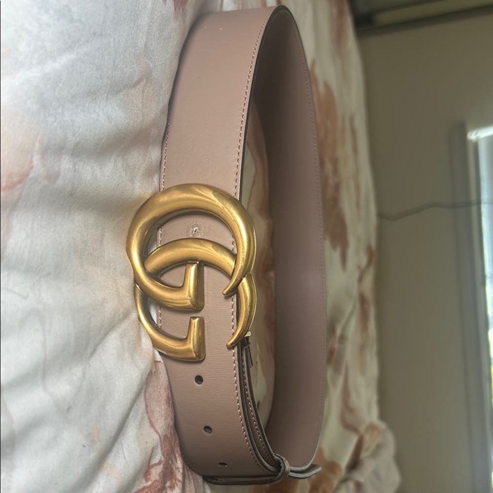 Gold Buckle Tan Belt